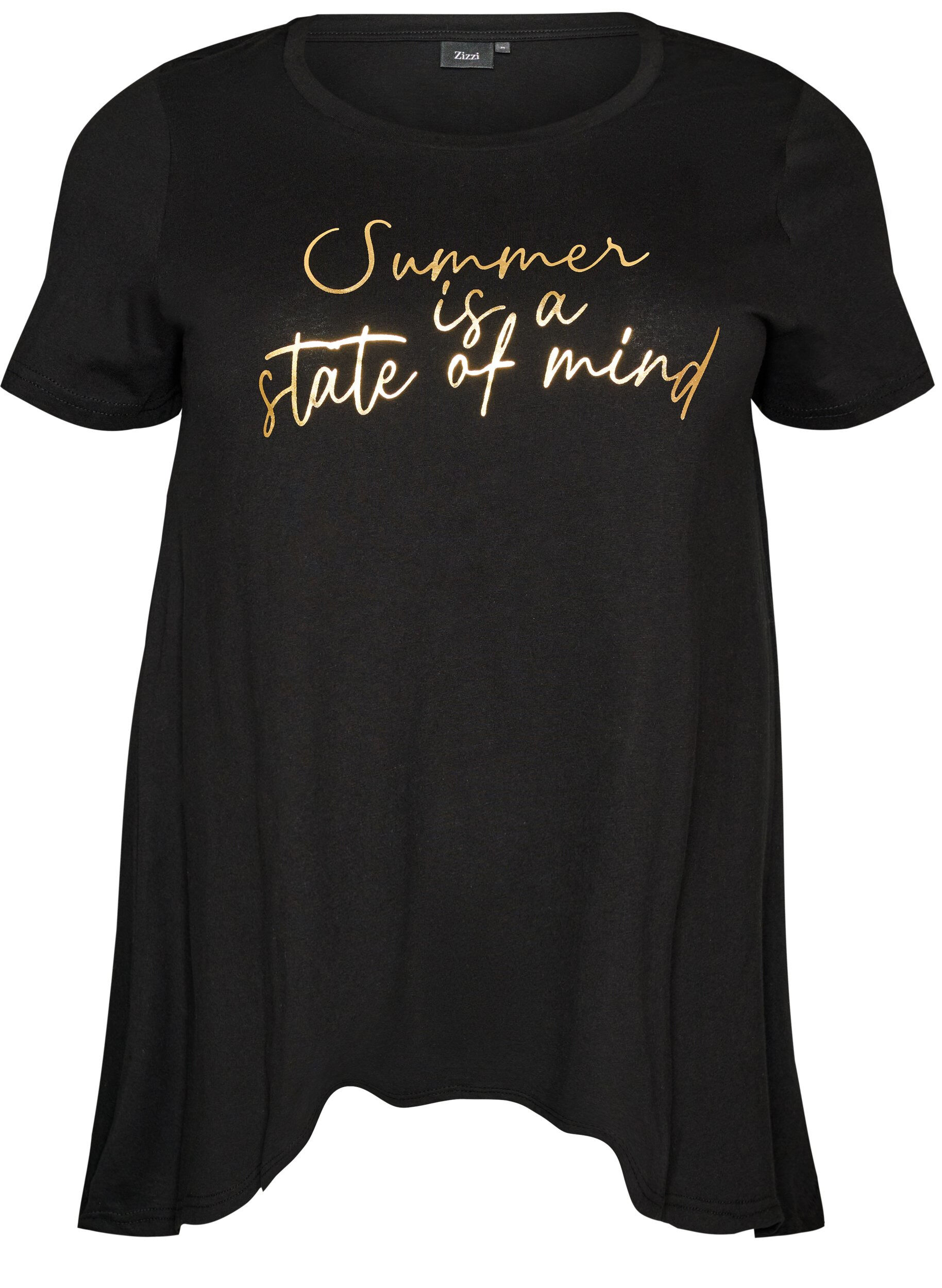 ZizziT-Shirt mit Rundhalsausschnitt und A-Linie, Schwarz, Packshot image number 0