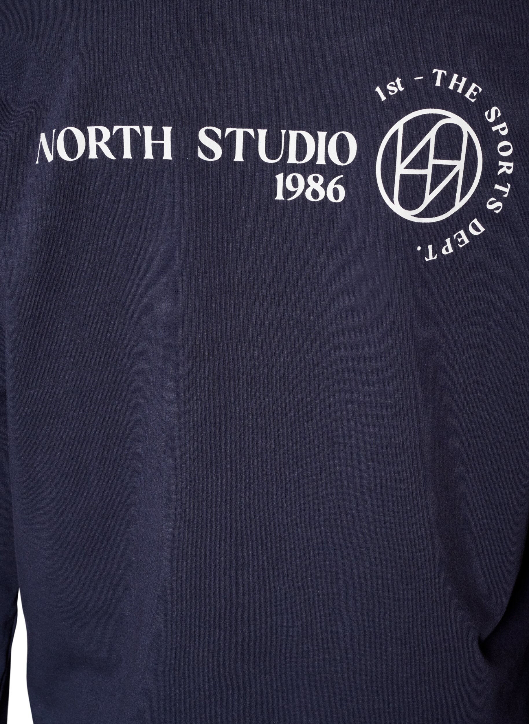 ZizziLang&auml;rmelige Jerseybluse mit Textprint, Blau, Packshot image number 4