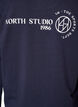 Lang&auml;rmelige Jerseybluse mit Textprint, Blau, Packshot image number 4