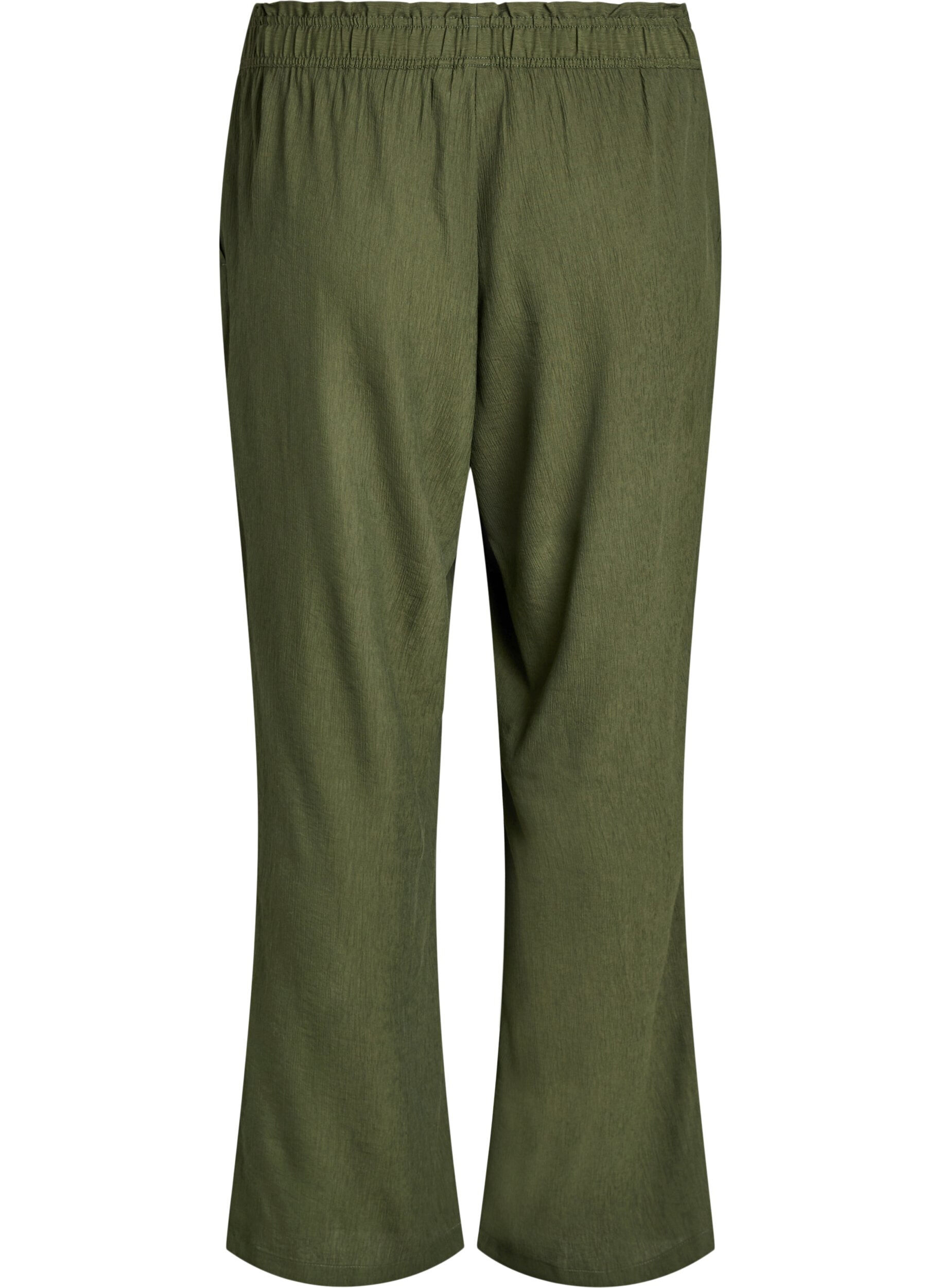 Zizzi Pantalon taille haute en viscose avec poches, Vert fonc&eacute;, Packshot image number 1