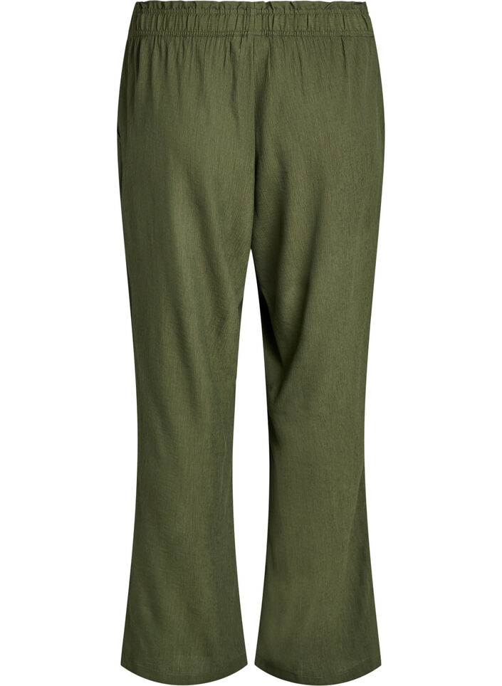 Pantalon taille haute en viscose avec poches, Vert foncé, Packshot image number 1