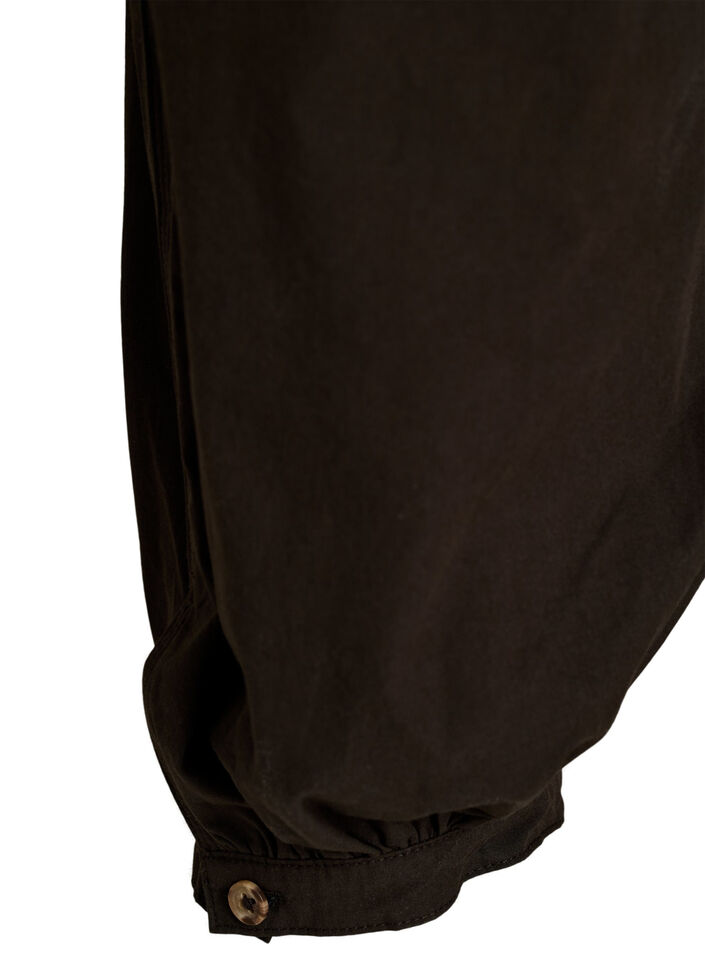 Pantalon ballon taille haute en coton, Marron, Packshot image number 3