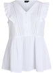 Blouse sans manches en mousseline de coton avec volants, Blanc, Packshot image number 0