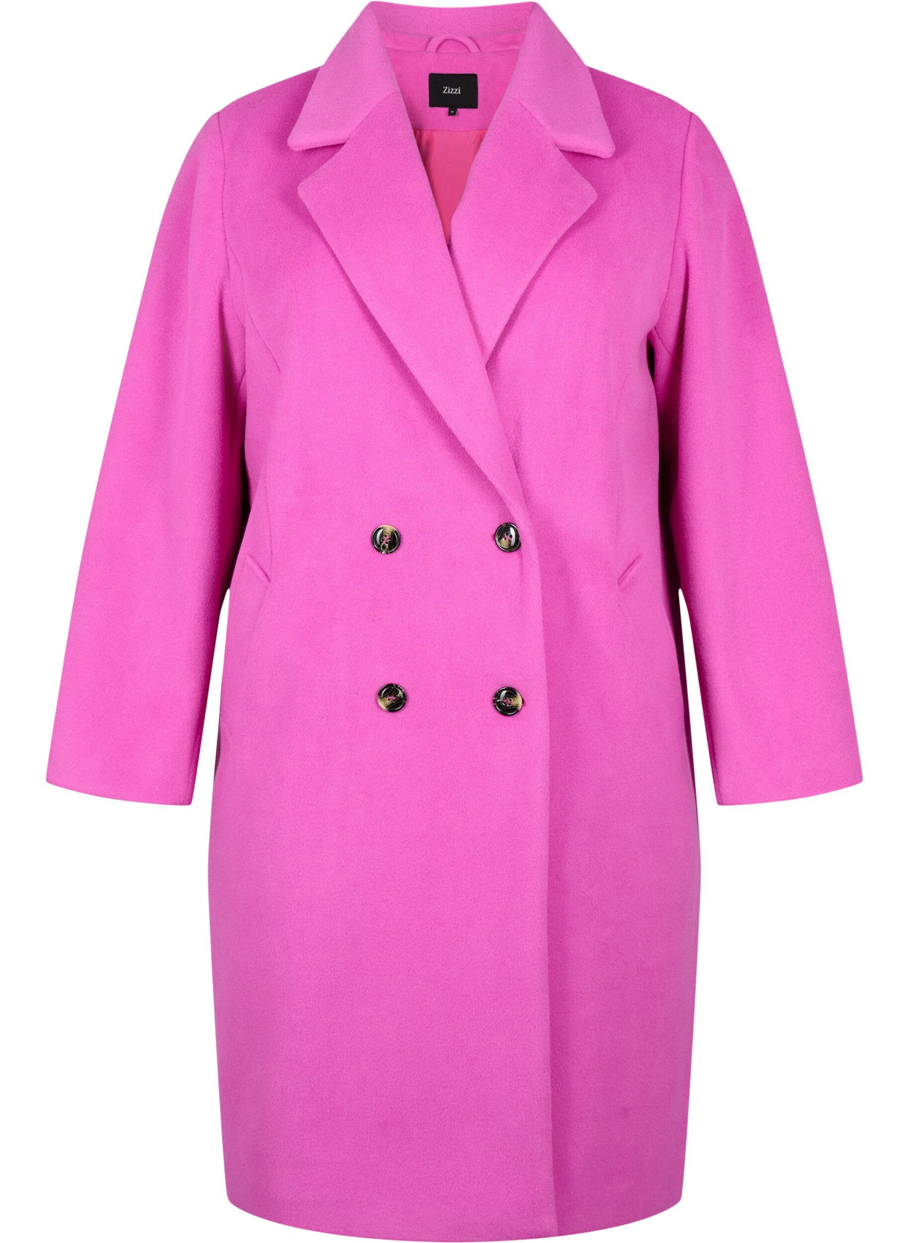 Zizzi Manteau &agrave; double boutonnage, Purple Orchid, Packshot image number 0