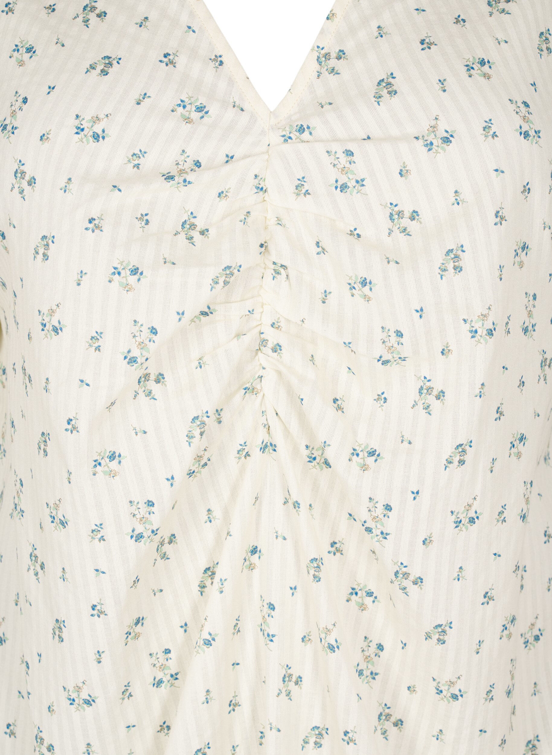Zizzi Blouse &agrave; manches courtes bouffantes et d&eacute;tail fronc&eacute;, Blanc, Packshot image number 2