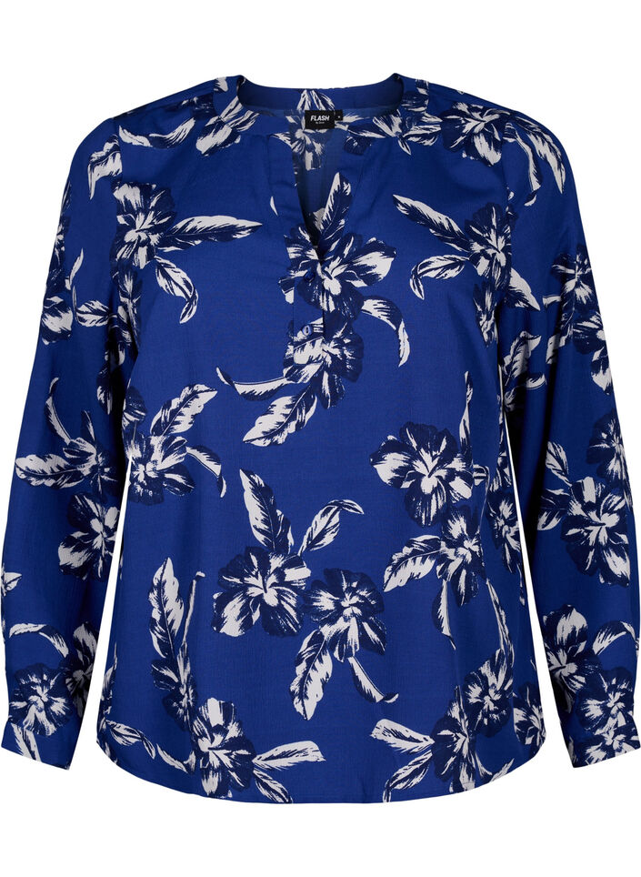 FLASH - chemisier à manches longues avec imprimé, Navy Blazer Flower, Packshot image number 0