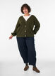 Cardigan avec col en V et texture c&ocirc;tel&eacute;e, Vert fonc&eacute;, Model image number 1