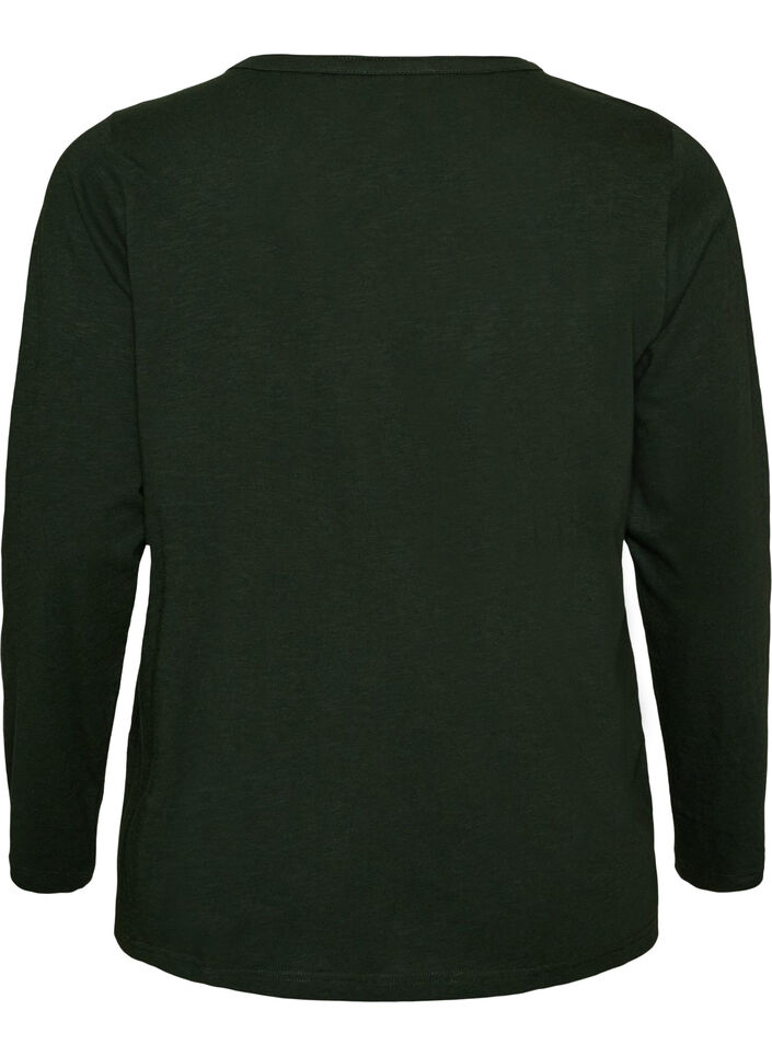 Langarmshirt mit V-Ausschnitt und Kn&ouml;pfen, Gr&uuml;n, Packshot image number 1