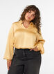 Blouse avec col de chemise et col en V, Jaune clair, Model image number 0
