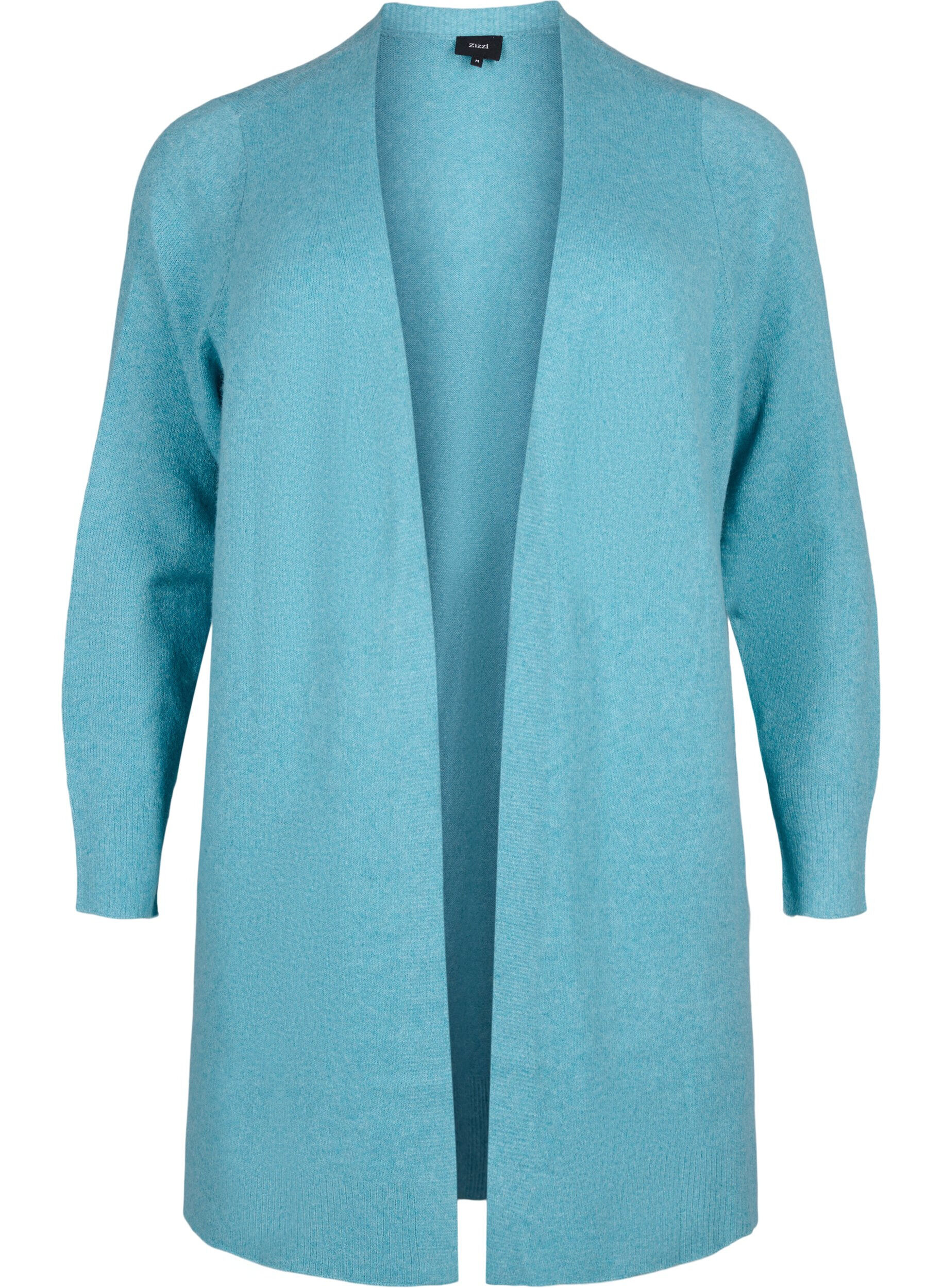Zizzi Lange Strickjacke mit offener Vorderseite, Reef Water Mel., Packshot image number 0