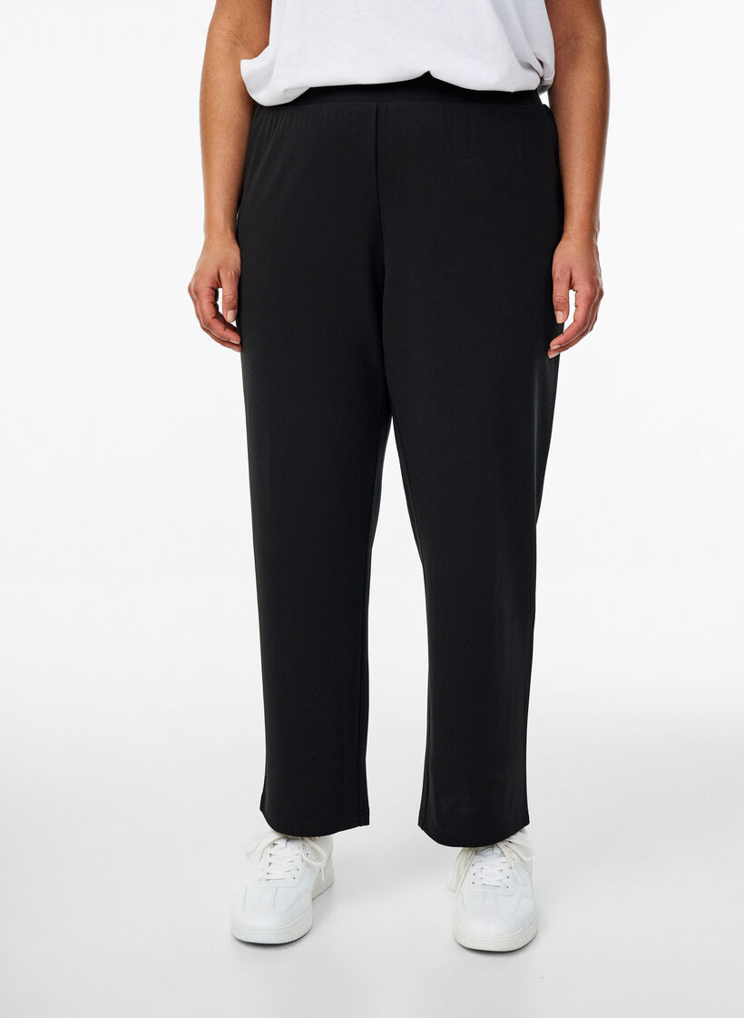 Pantalon &agrave; coupe droite, Noir, Model image number 2