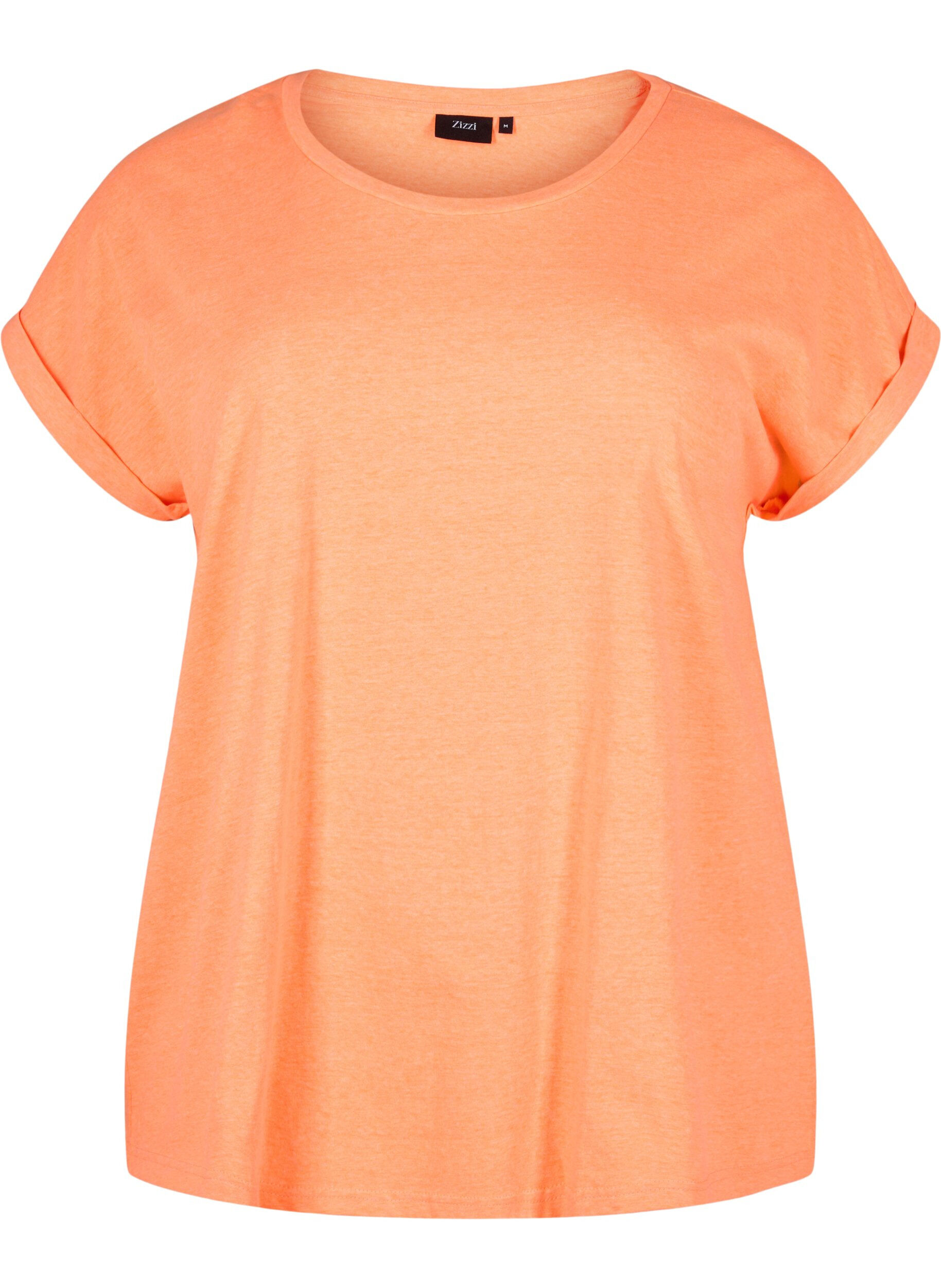 Zizzi Neonfarbenes T-Shirt aus Baumwolle, Orange, Packshot image number 0