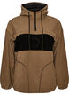 Anorak aus Fleece mit Kapuze und Kontrasteinsatz, Braun, Packshot image number 0