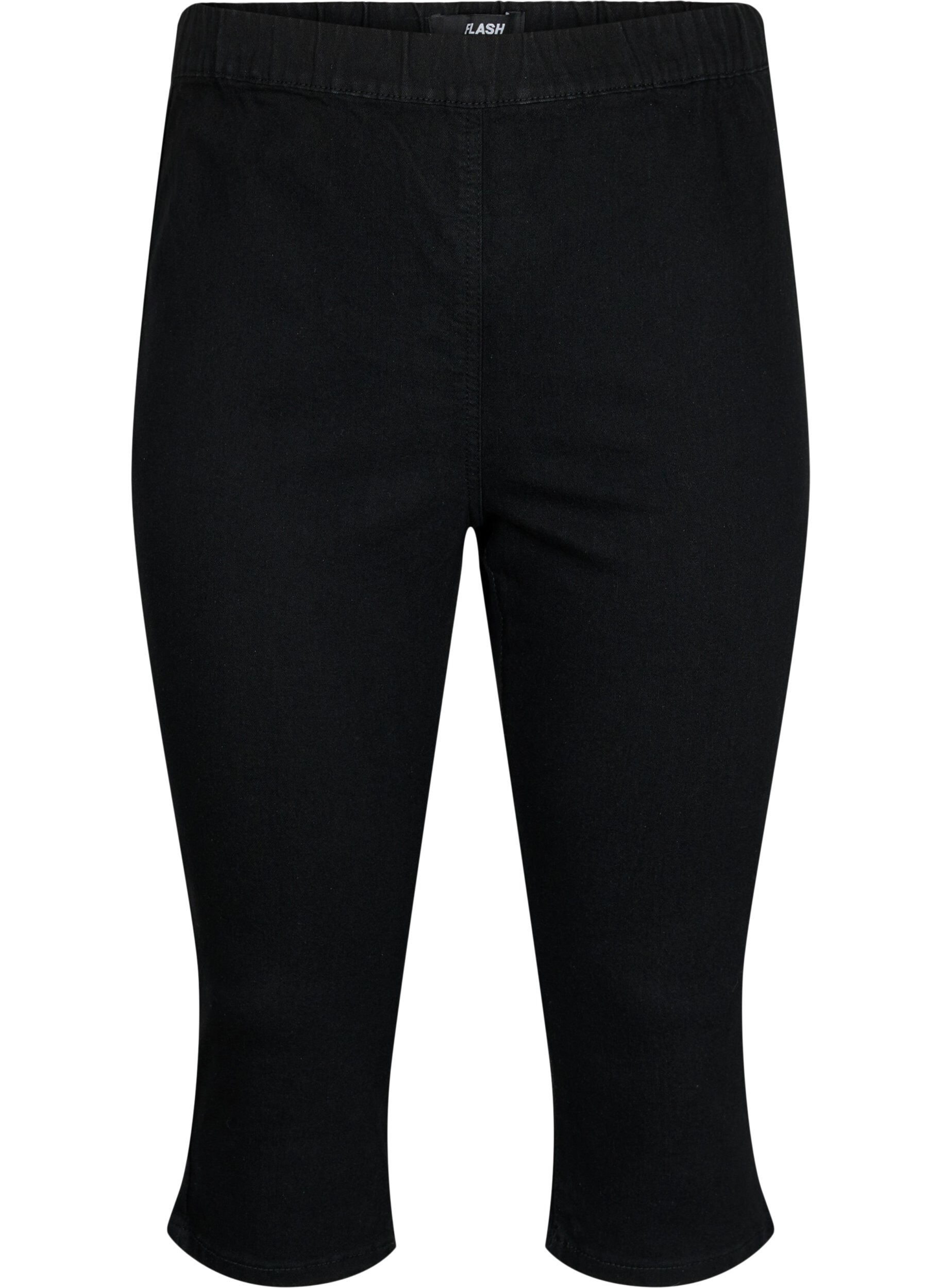Zizzi FLASH - Pantalon capri en denim &agrave; taille haute et coupe ajust&eacute;e, Noir, Packshot image number 0