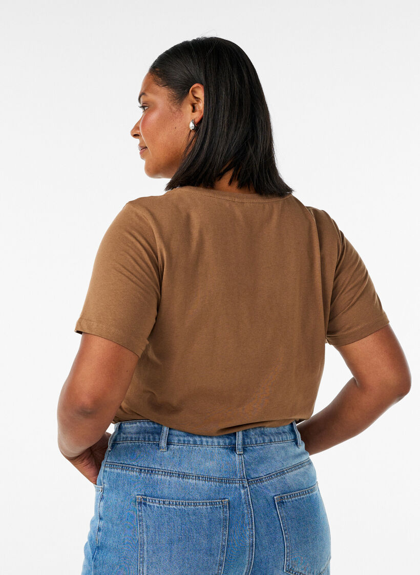 T-shirt en coton avec imprim&eacute;, Marron, Model image number 2
