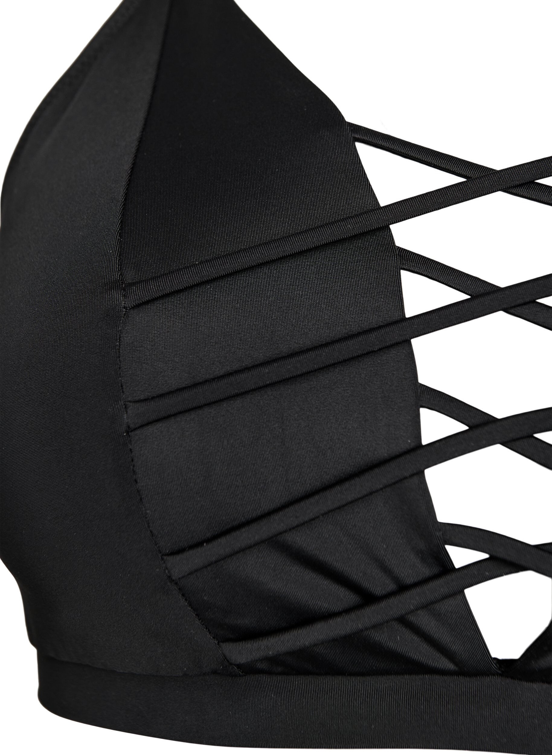 Zizzi Bikini-Top mit B&auml;nderdetail, Schwarz, Packshot image number 2