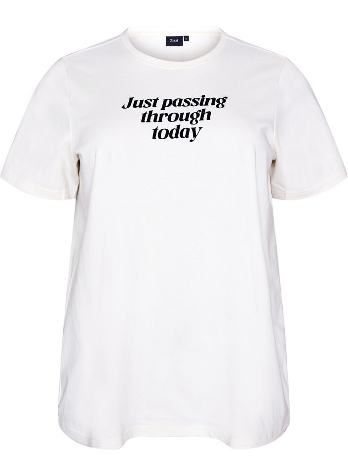 T-shirt en coton avec texte imprim&eacute;, Blanc, Packshot image number 0