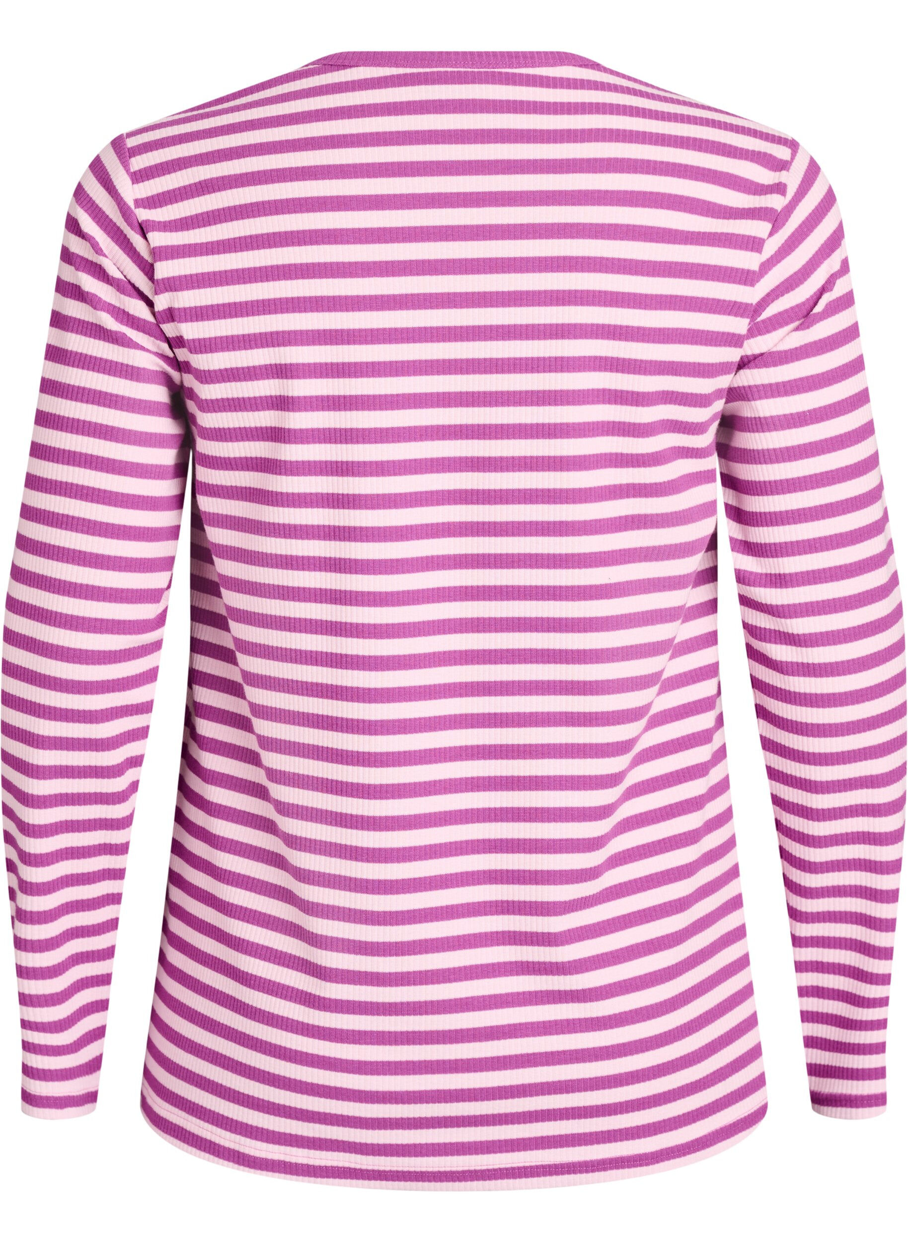 ZizziGestreifte Bluse mit langen &Auml;rmeln, Lila, Packshot image number 1