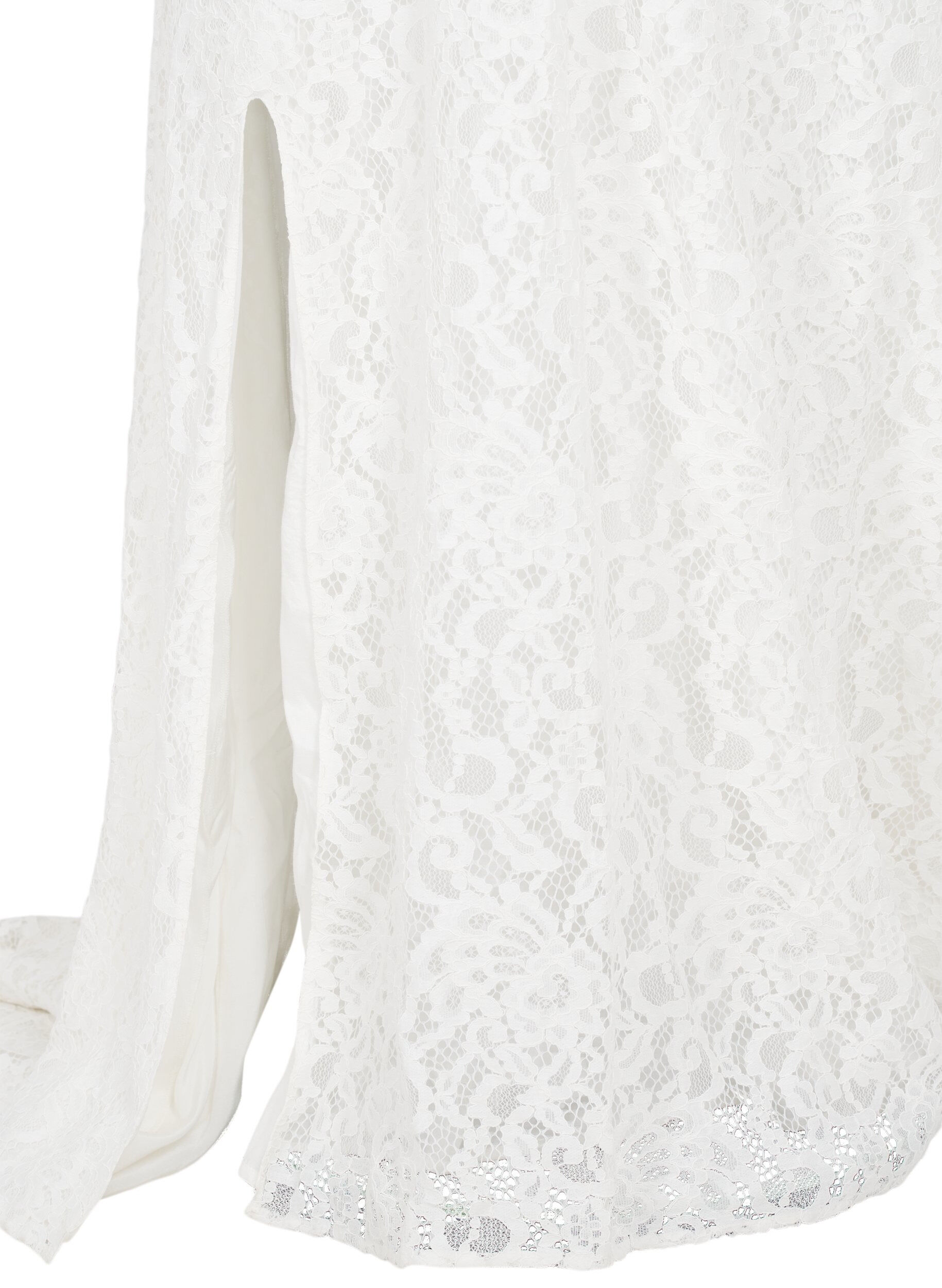Zizzi Brautkleid mit Spitze und Schlitz, Star White, Packshot image number 3