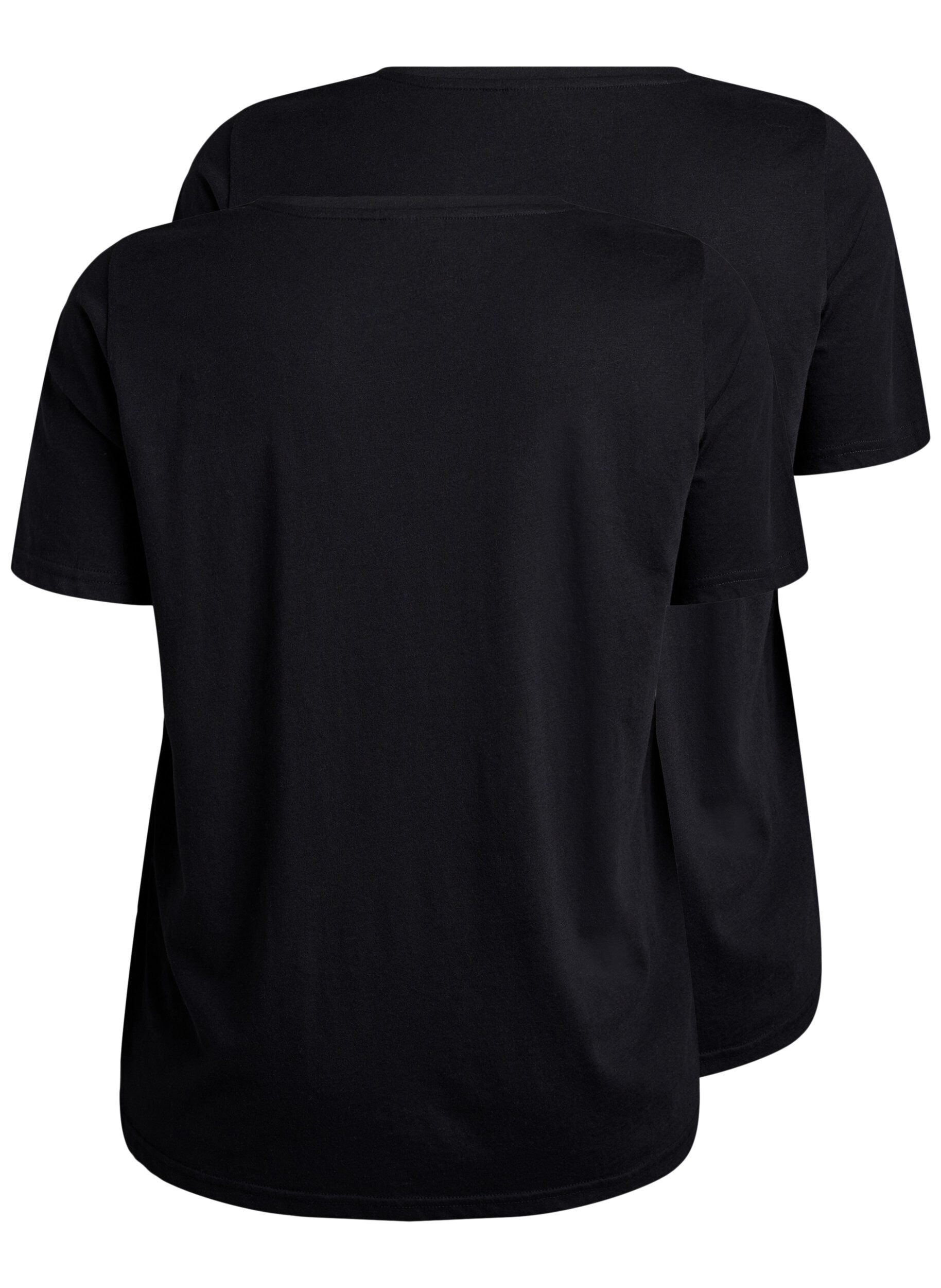 ZizziLot de 2 t-shirts avec col en V, Noir, Packshot image number 1