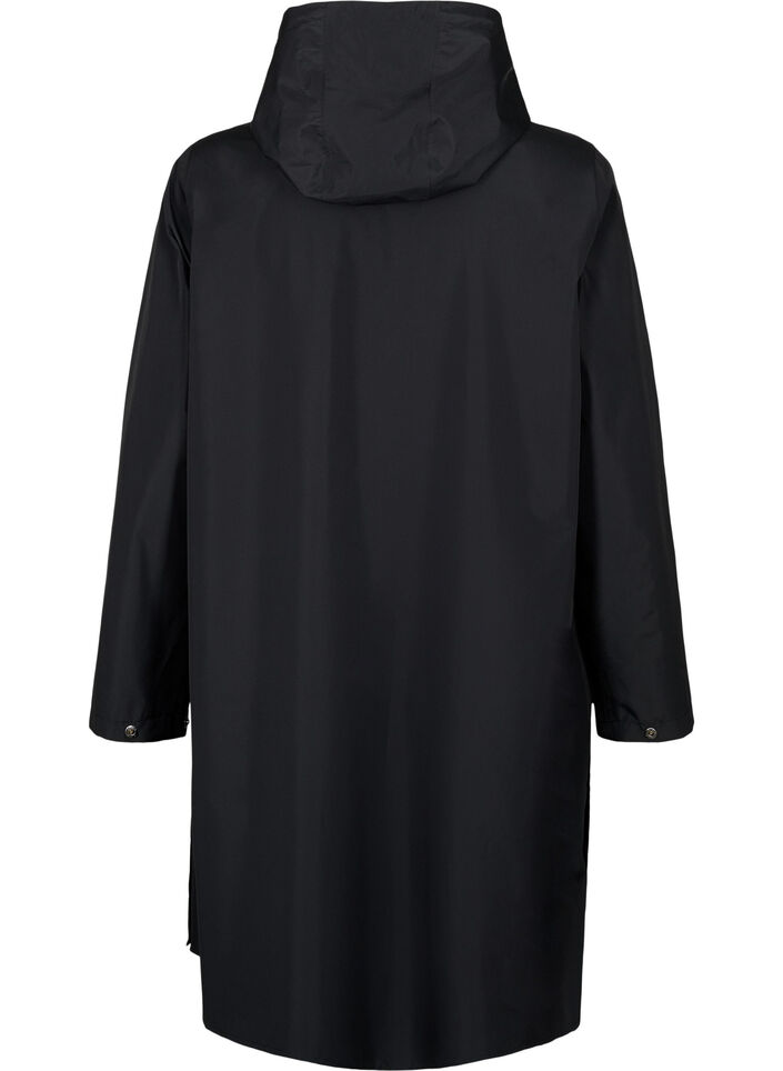 Regenmantel mit Taschen und Kapuze, Schwarz, Packshot image number 1