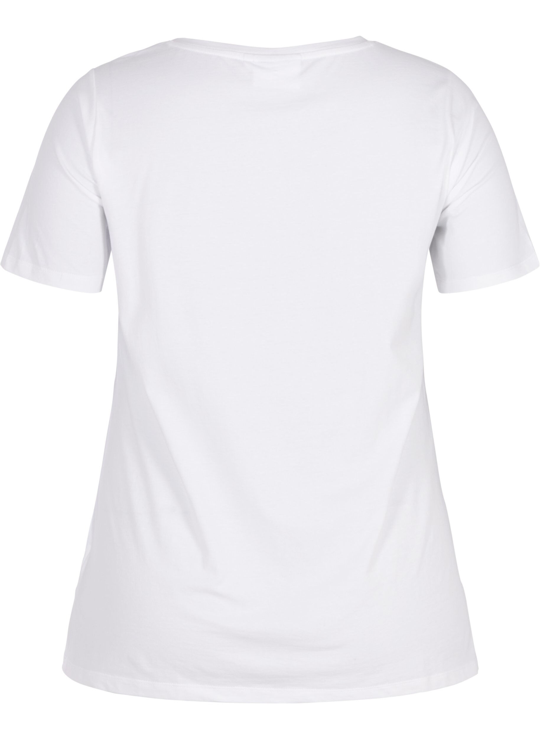 Zizzi Einfarbiges Basic-T-Shirt aus Baumwolle, Wei&szlig;, Packshot image number 1