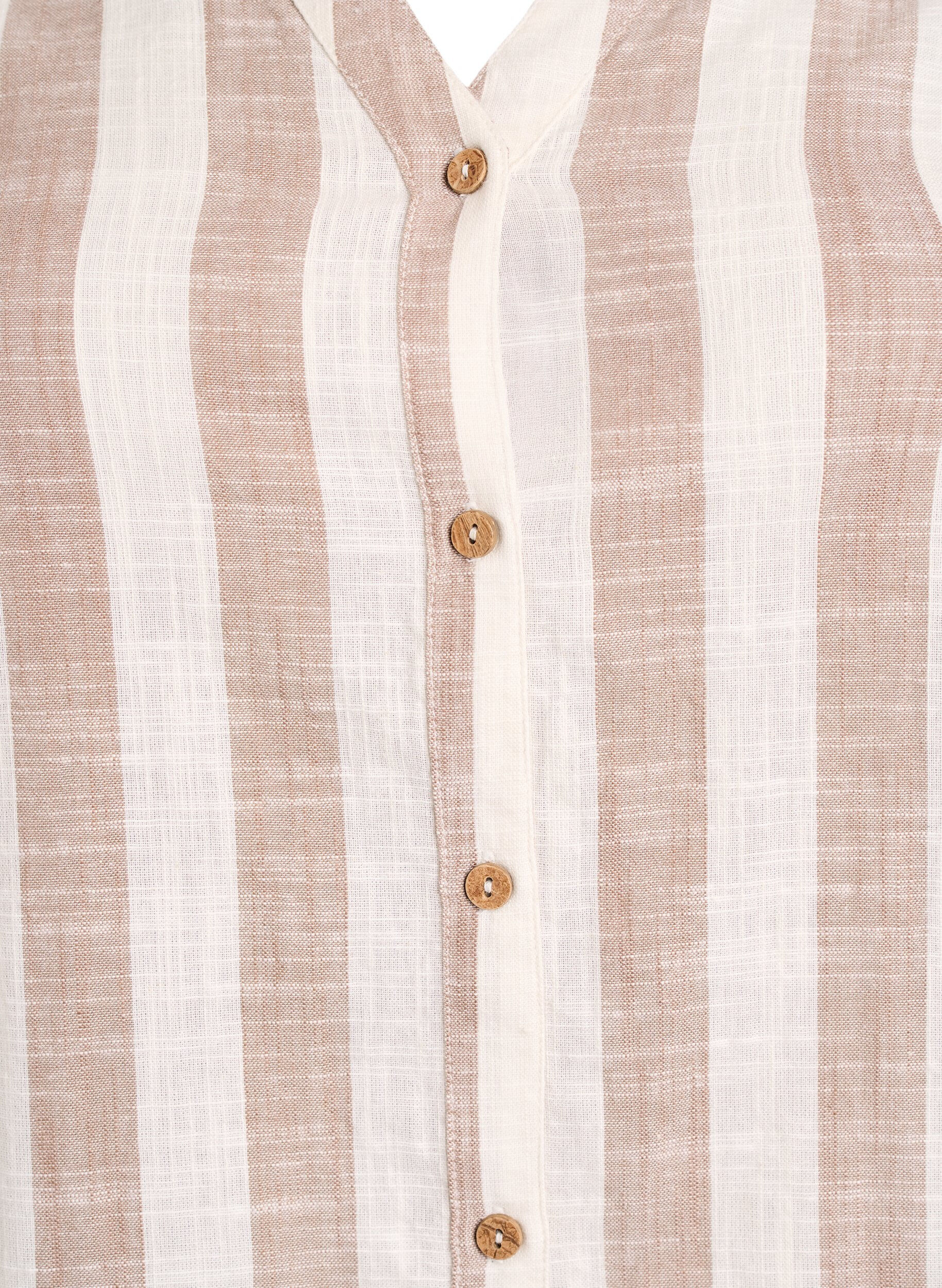 ZizziHemdbluse aus Baumwolle mit V-Ausschnitt, Beige, Packshot image number 2