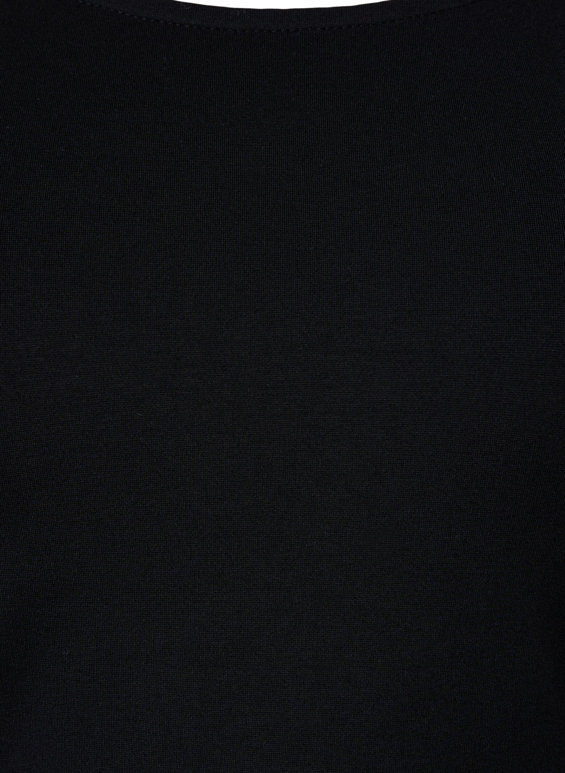 Zizzi Robe unie &agrave; manches 3/4 et fendue, Black, Packshot image number 2