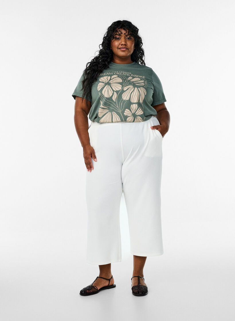 Pantalon ample en longueur 7/8, Beige, Model image number 0