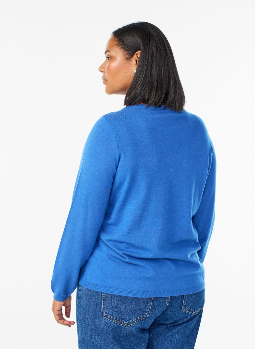 Cardigan mit runden Knöpfen, Blau, Model image number 2
