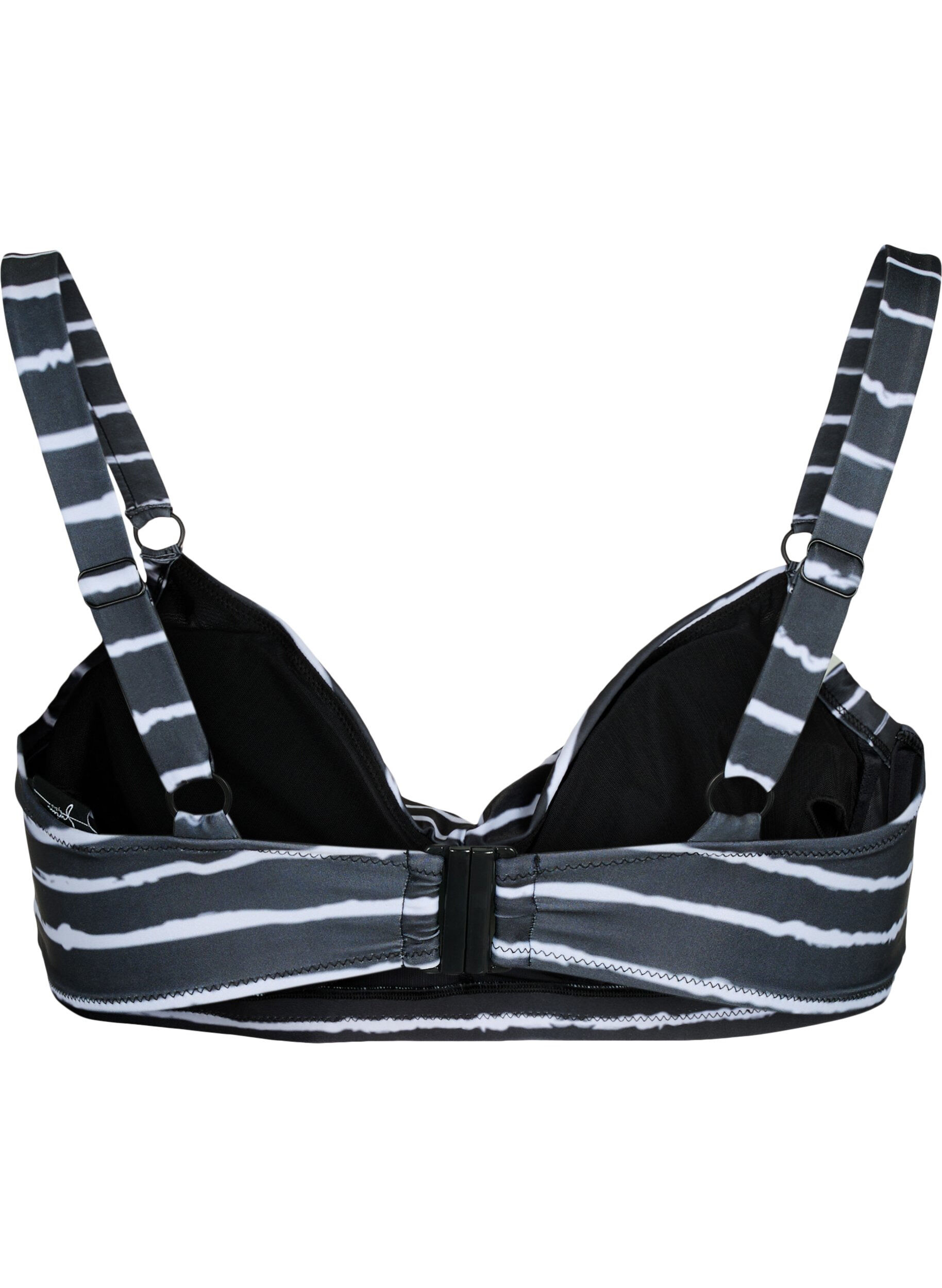 Zizzi Soutien-gorge de bikini imprim&eacute; avec armature, Black White Stripe, Packshot image number 1
