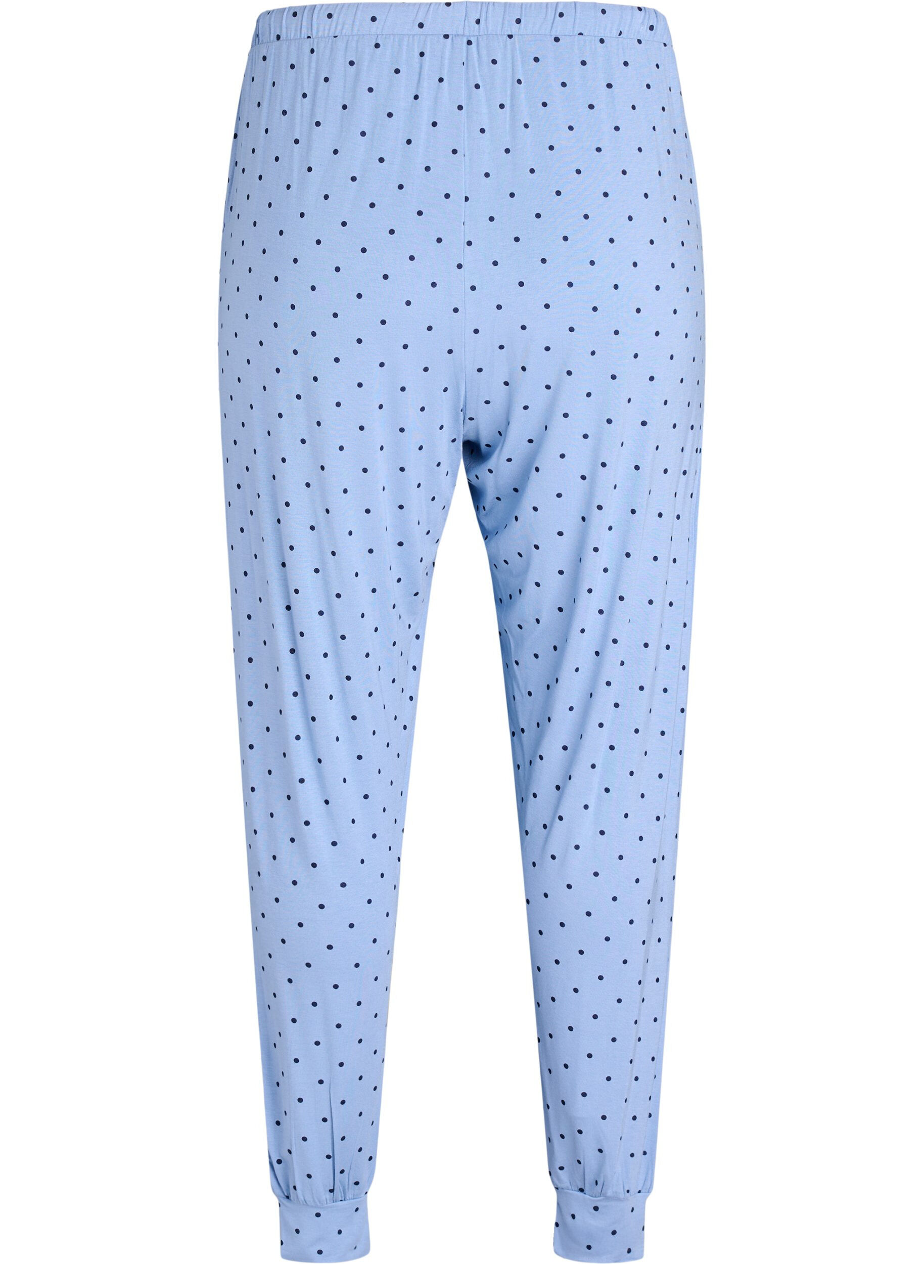 ZizziPantalon de nuit taille haute en modal, Bleu, Packshot image number 1