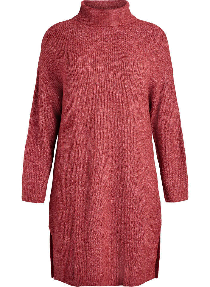 Robe en maille &agrave; col roul&eacute;, Bordeaux, Packshot image number 0