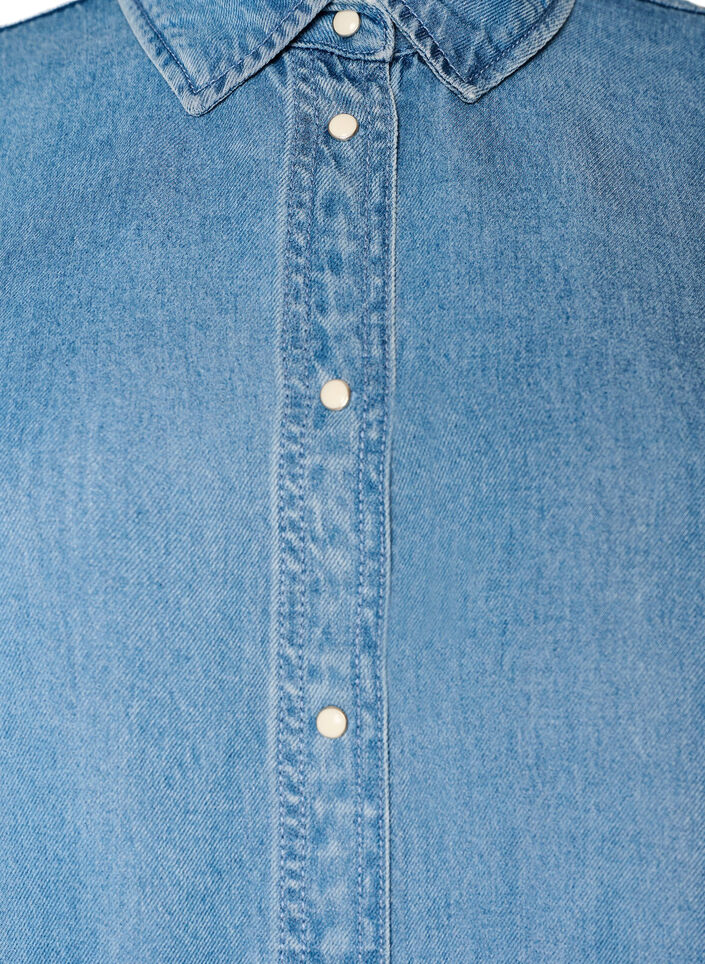 Robe en jean en lyocell avec boutons et manches courtes, Bleu Clair, Packshot image number 2