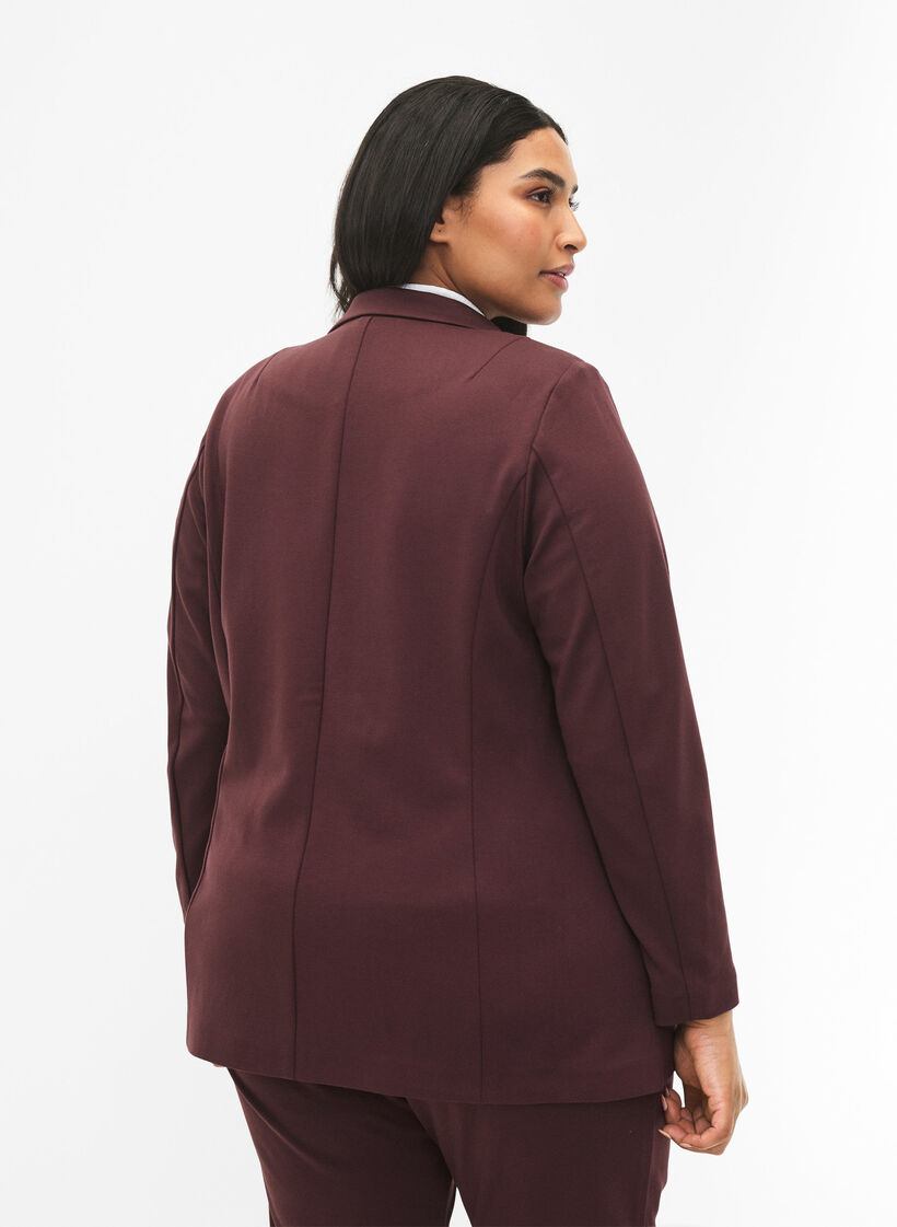 Blazer simple avec fermeture à boutons, Bordeaux foncé, Model image number 1