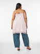 Haut long en satin bord&eacute; de dentelle, Rose poudr&eacute;e, Model image number 2