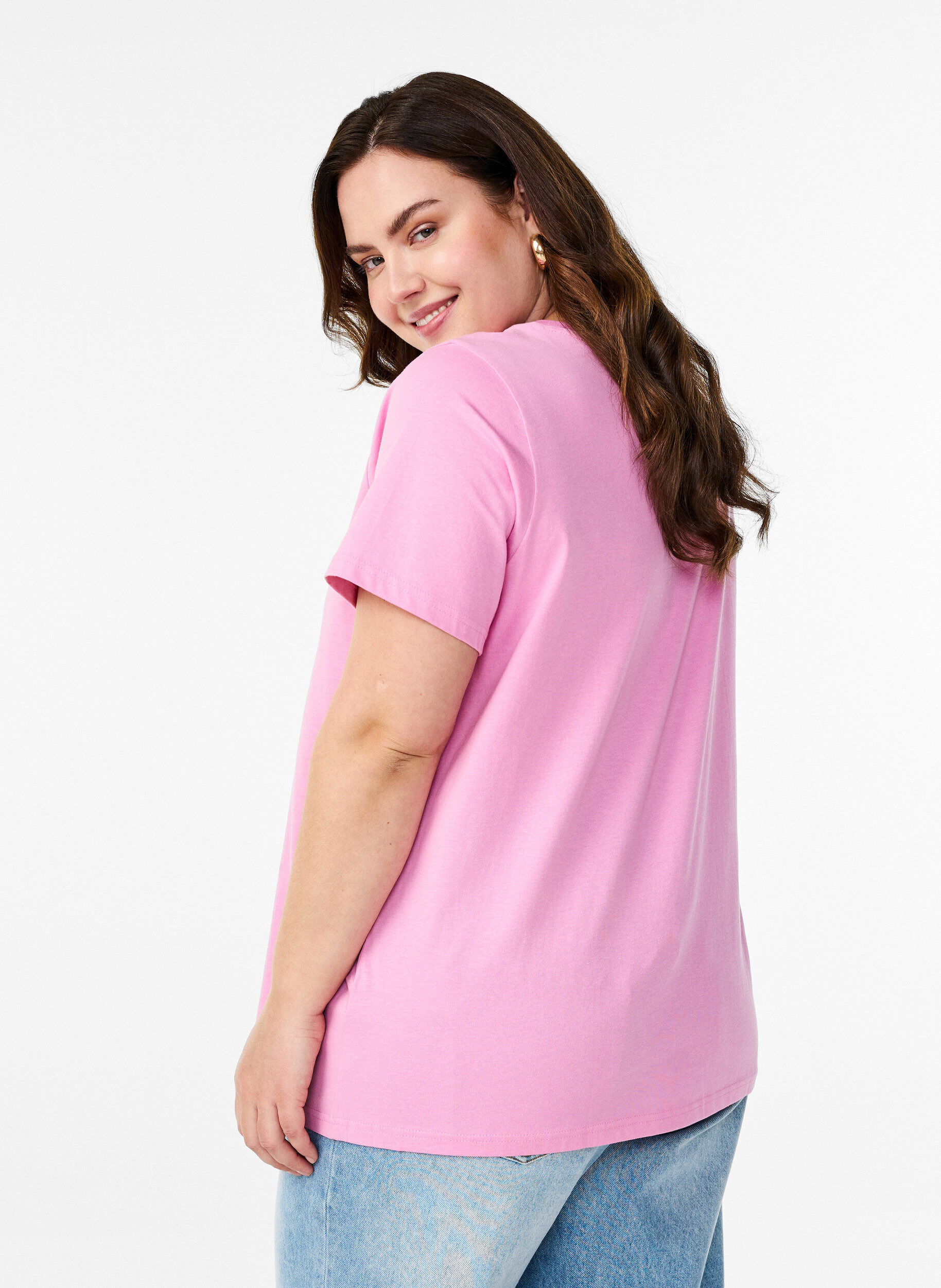 Zizzi T-shirt en coton avec motif, Begonia P. w. Heart, Model image number 1