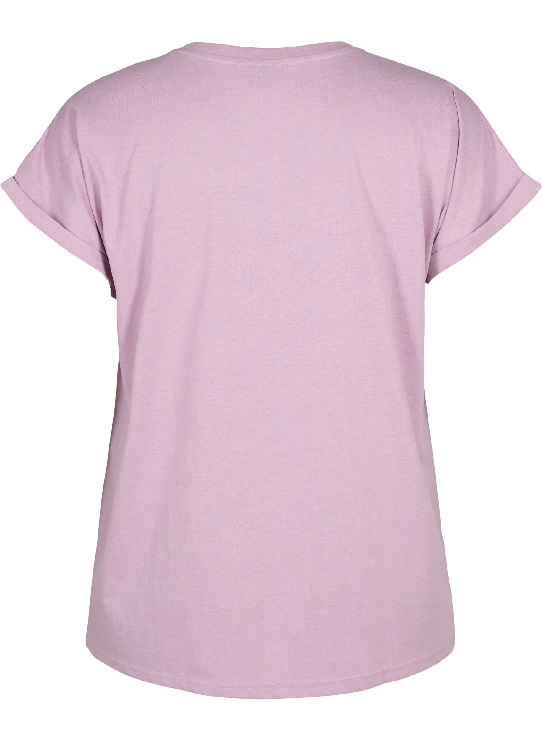 Zizzi T-shirt &agrave; manches courtes en m&eacute;lange de coton, Mauve, Packshot image number 1