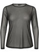 Blouse en maille transparente avec strass, Noir, Packshot image number 0