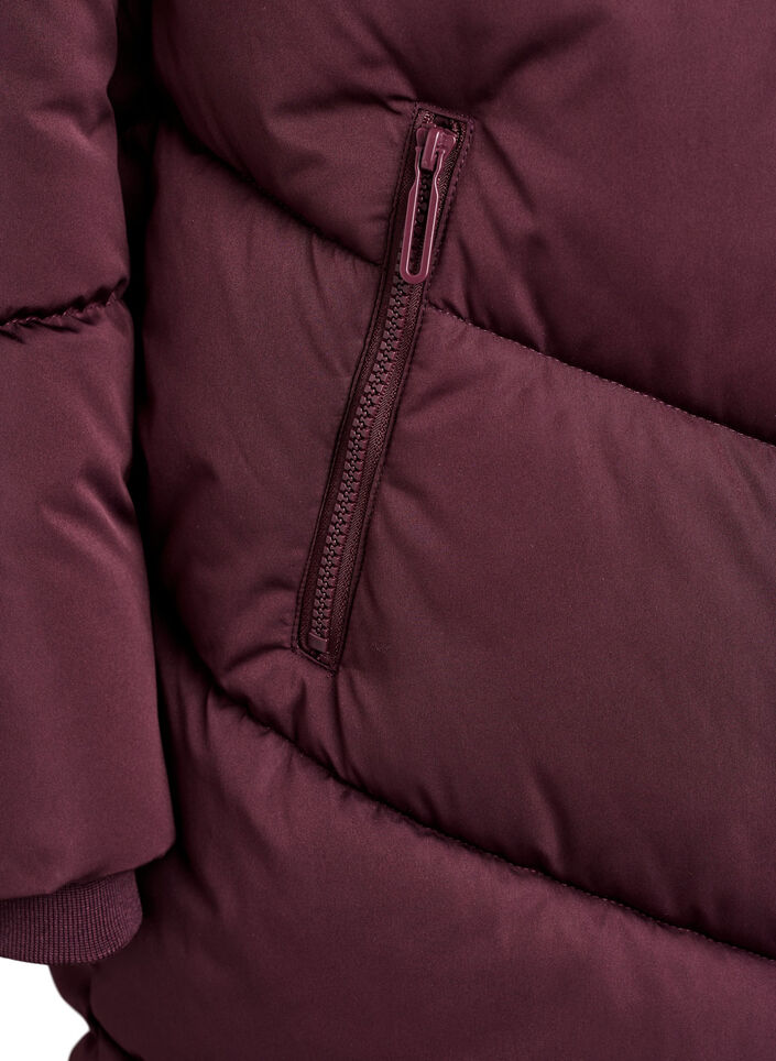 Doudoune longue avec capuche et poches, Bordeaux fonc&eacute;, Packshot image number 3