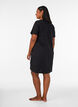 Chemise de nuit en coton biologique et &agrave; col en V, Noir, Model image number 2