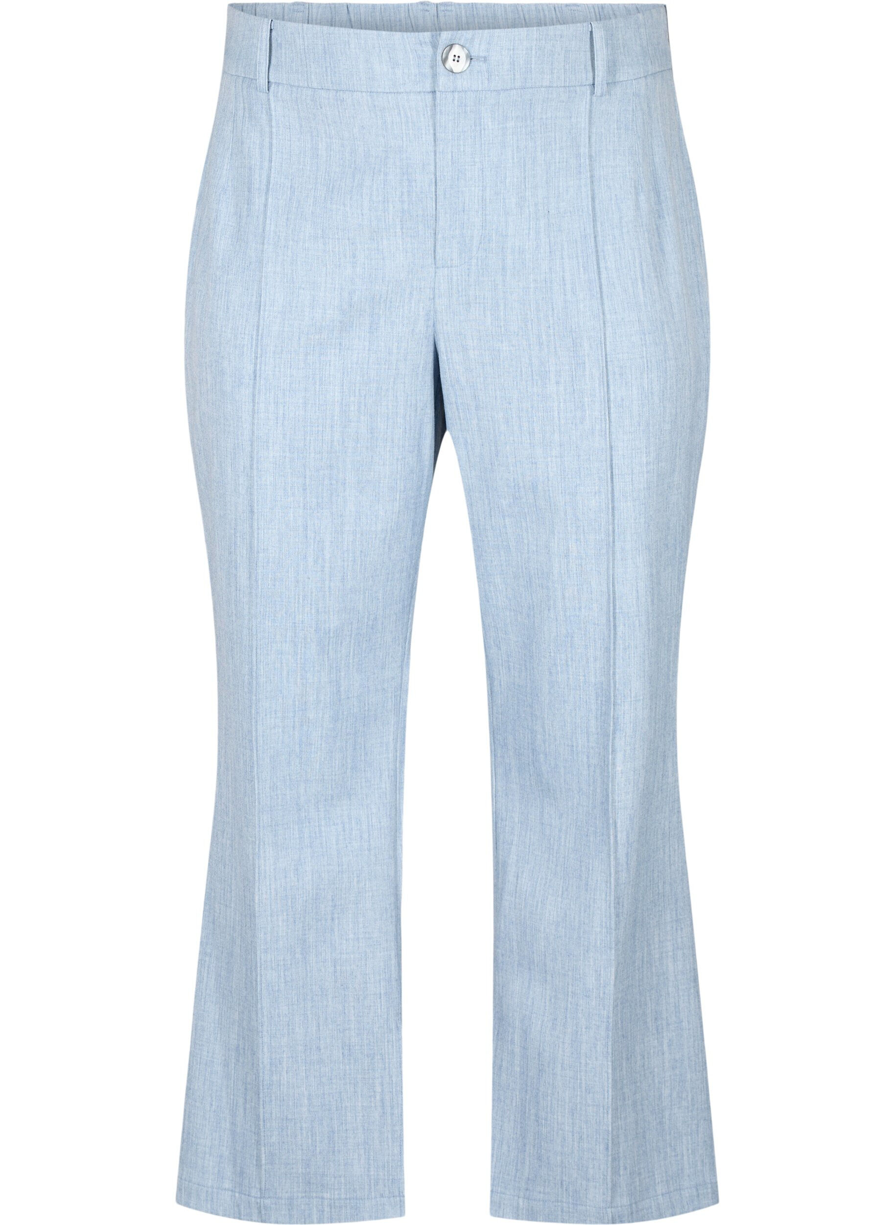 Zizzi Melierte Hose mit Gummizug und Knopfverschluss, Infinity , Packshot image number 0