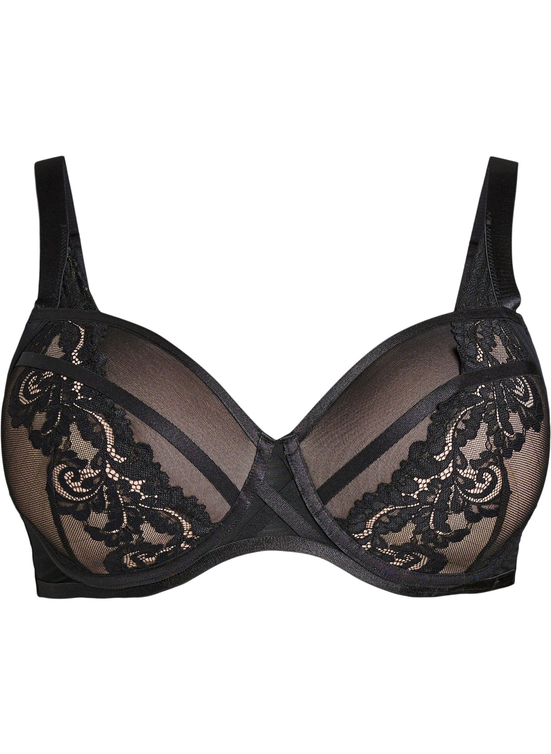 ZizziSoutien-gorge moul&eacute; &agrave; armatures avec dentelle florale, Noir, Packshot image number 0