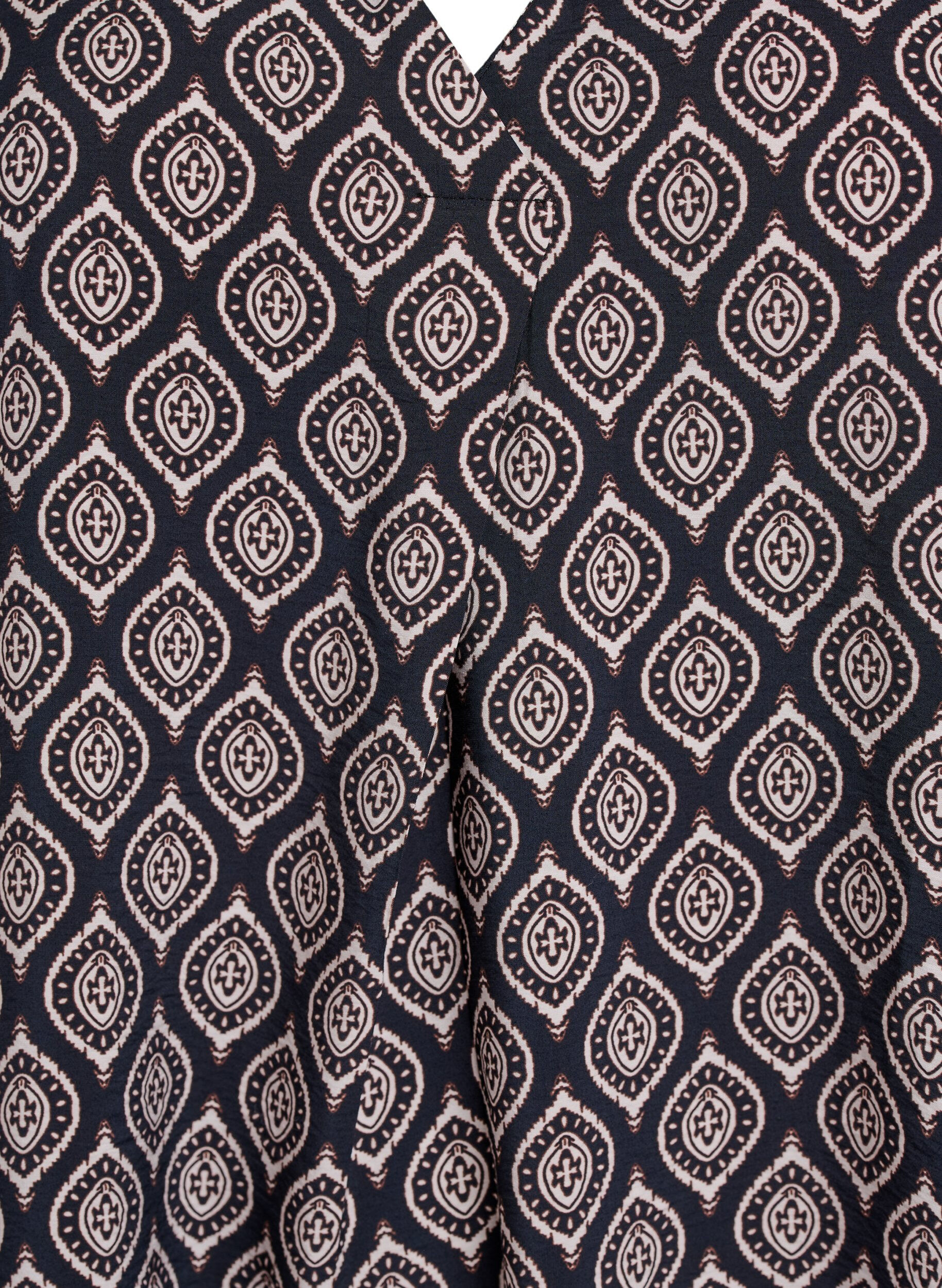 Zizzi Robe &agrave; col en V en viscose, Bleu, Packshot image number 2