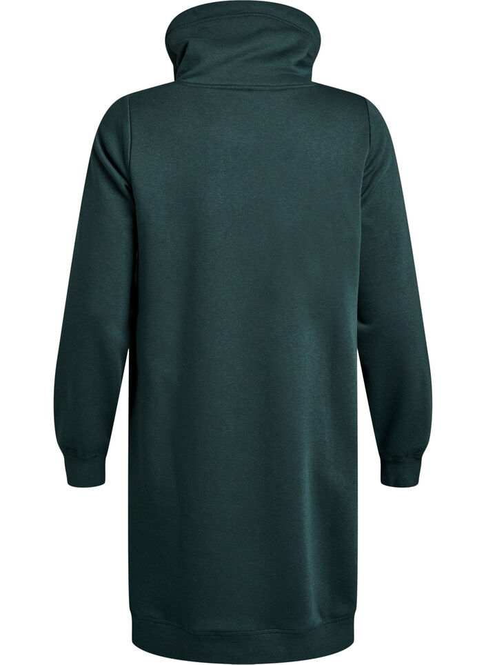 Robe sweat-shirt courte &agrave; col montant et poches, Vert fonc&eacute;, Packshot image number 1