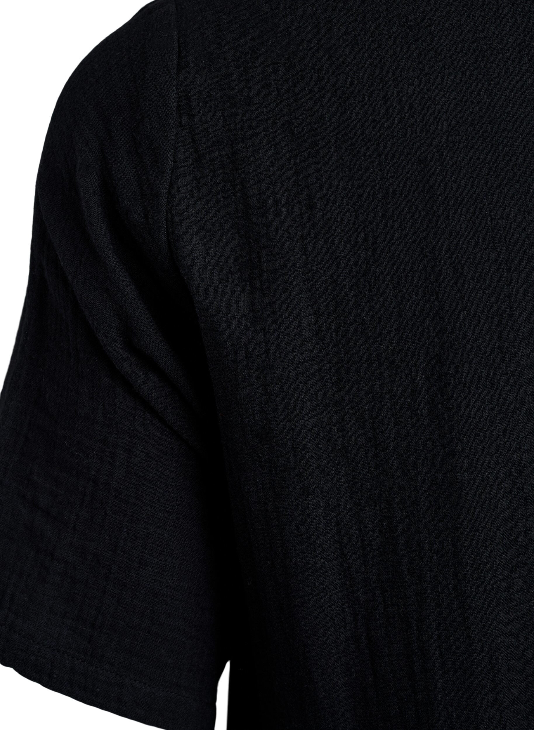 ZizziRobe courte &eacute;vas&eacute;e en mousseline de coton, Noir, Packshot image number 3