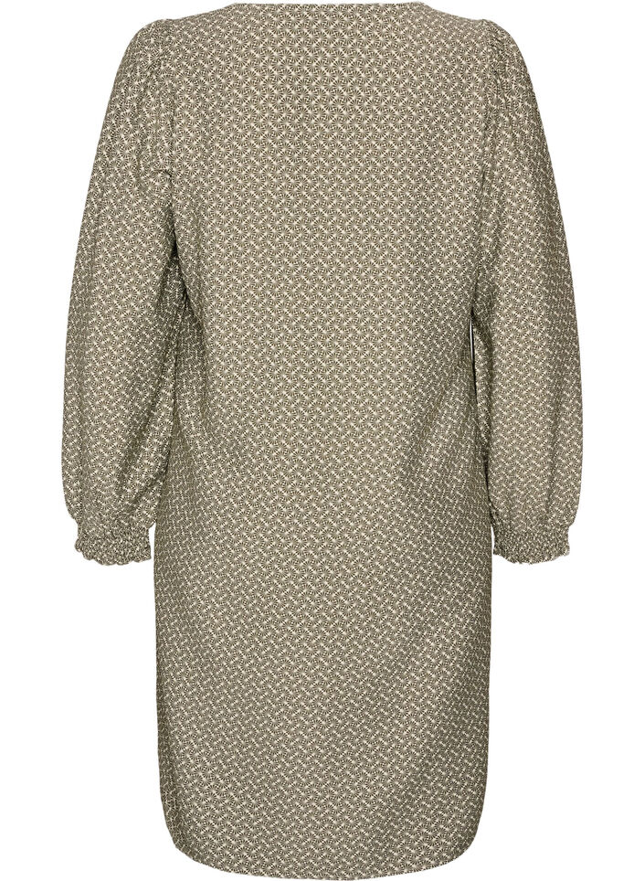 Gemustertes Kleid aus Viskose mit langen &Auml;rmeln, Gr&uuml;n, Packshot image number 1