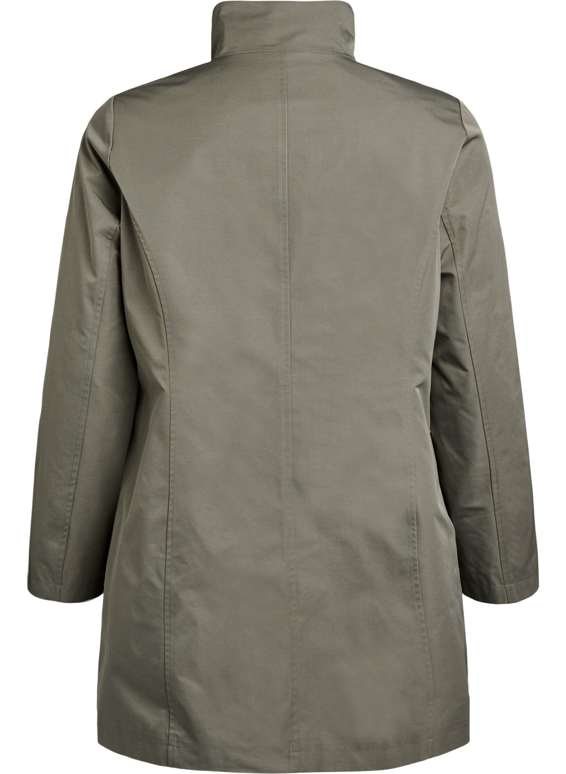 Zizzi Veste avec poches et col montant, Vert fonc&eacute;, Packshot image number 1