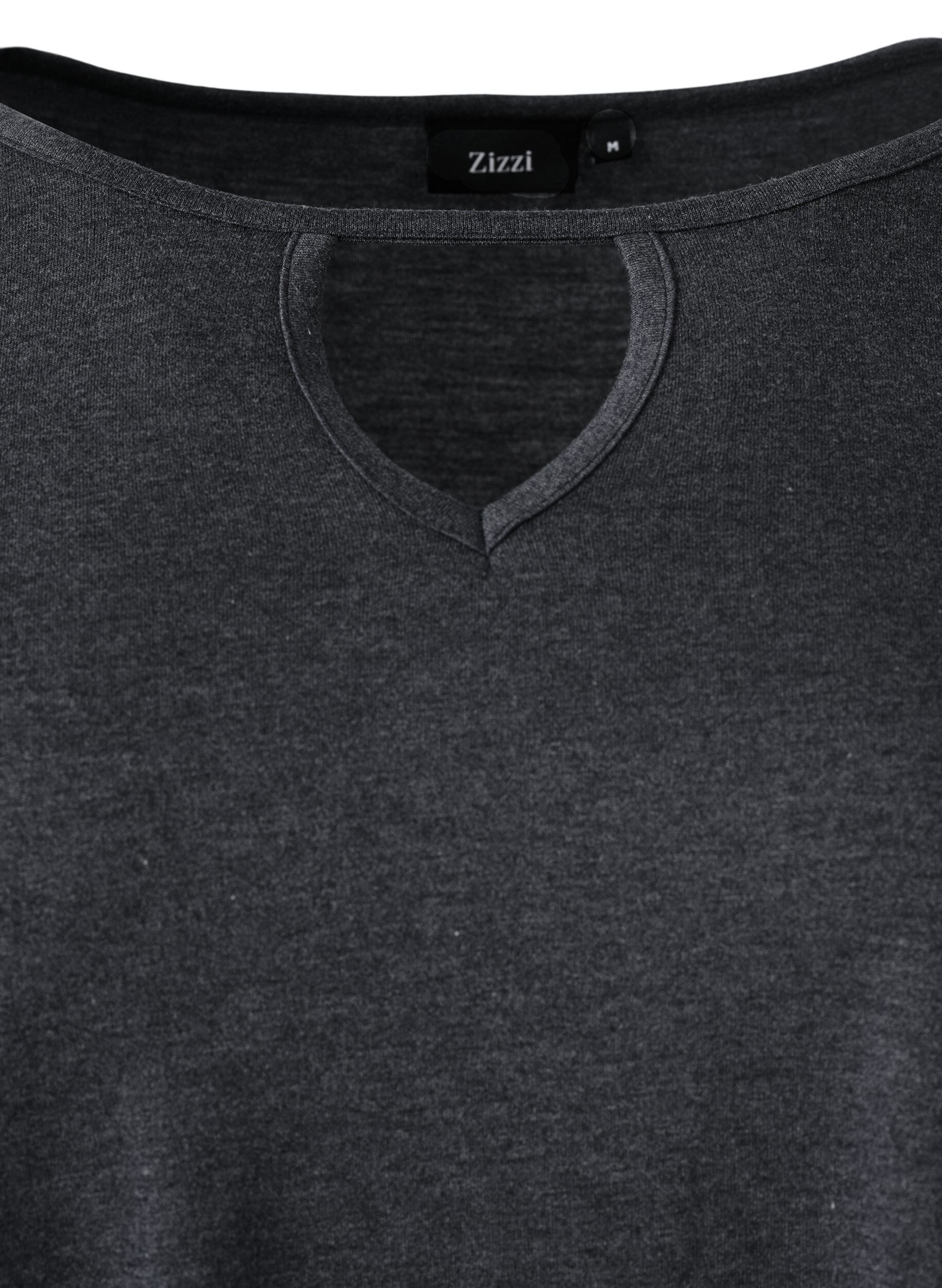 Zizzi Melange-Bluse mit langen &Auml;rmeln, Black Mel. , Packshot image number 3