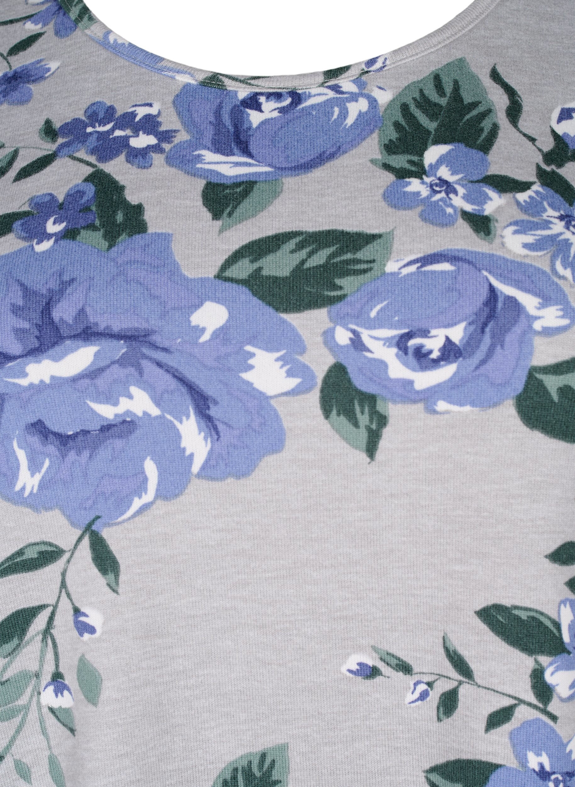 Zizzi  Bluse mit Blumenmuster und langen &Auml;rmeln, Blau, Packshot image number 2